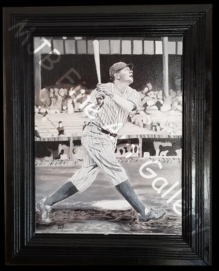 Babe Ruth, Original Oil Painting, Framed