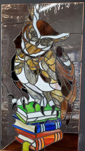 "Wise Owl" Stained Glass, 60/40 Tin & lead solder, 14"x 36" in size "SOLD"